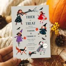 Halloween trick or treat kids invitation