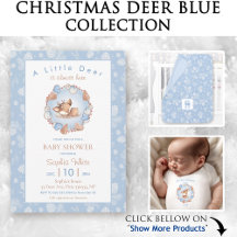 Christmas Deer Blue Baby Shower