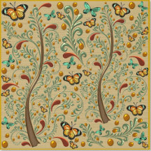Home Decor -- Nouveau Butterflies and Orange Trees