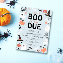 Halloween Little Boo Almost Due Baby Shower   Boy