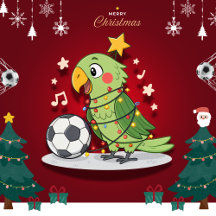 Christmas Parrot playing soccer