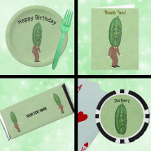 Funny Man in Suit Big Pickle Head with Face