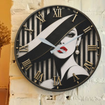 Luxury Woman Portrait Fashion Wall Clocks