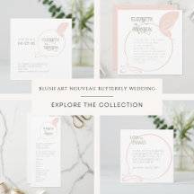 Vintage Blush Pink Art Nouveau Butterfly Wedding