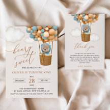 Bear and Blue Balloons Birthday Collection