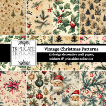 Vintage Christmas Patterns on Parchment Paper