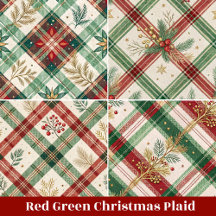 Classic Red and Green Plaid Holly Berry Christmas