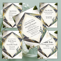Modern Geometric with Small Flowers Wedding  Colle