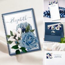 Elegant Blue Floral Personalized Stationery