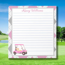 WOMEN GOLFERS PINK PERSONALIZED STATIONERY ITEMS 