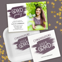 2024 Grad Party Dark Purple Brushstrokes
