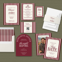 Elegant Burgundy Preppy Stripe Old Money Wedding