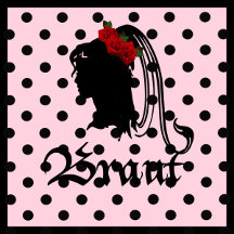 Braut Schrift Frauenkopf Silhouette pink Punkte