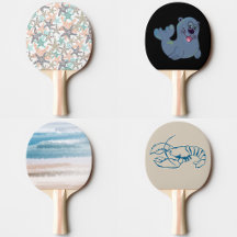 Ping Pong Paddles With Beach Themed Designs 