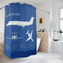Shower Curtains - Airplanes Blueprints
