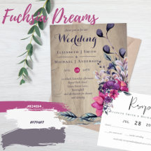 Rustic Fuchsia Pink Purple Floral Wedding Suite
