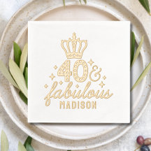 40th Birthday Real Foil Stamped Napkins