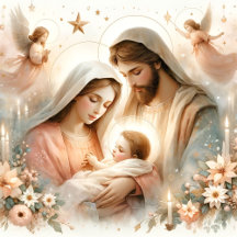 Personalized Floral Watercolor Baby Jesus Nativity