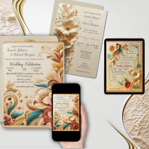 Luxurious leather texture flowers in Creams & Gold