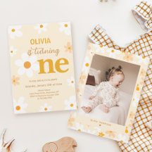 Yellow and White Daisy 1st bithday