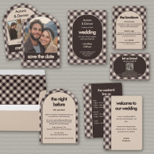 Casual Brown Plaid Retro Indie Wedding Suite