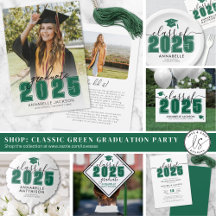 Photo Green Graduation Party Decor & Announcements