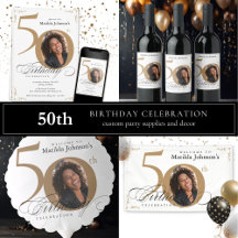 50th Birthday Gold and White Party Decor Supplies