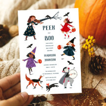 Halloween cute baby shower invitation