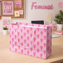 Feminist Symbol Pattern on Pink Background Collect