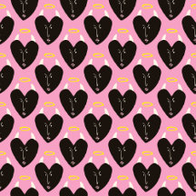 Pink & Black Kitschy Kitchen Retro 1950's Hearts