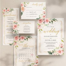 Blush pink floral gold geometric frame  