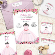 Pink Floral Dress Form and Flowers Quinceañera