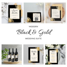 Elegant Black Gold Floral Wedding Collection