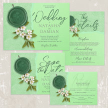 Green Seal Wedding Stationery