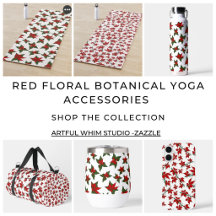 Christmas red floral pattern yoga accessories