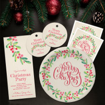 BERRIES AND LEAVES ON IVORY HOLIDAY COLLECTION