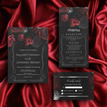 Dark Moody Black Red Florals