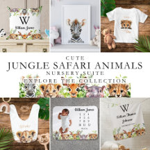 Cute Safari Jungle Animals Nursery Decor Suite