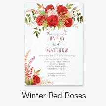 Winter Red Roses and Greenery