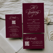 Burgundy Romantic Swirly Calligraphy Wedding Suite