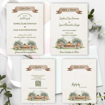 Boho Rustic Outdoor Tent Wedding Stationery Suite 