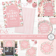 Pink Berry First Strawberry 1st Birthday Party