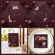 Burgundy Floral Gothic Wedding Collection