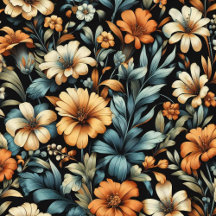 Black blue floral design