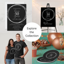 30th Birthday Black Silver Cheers 30 Years Party