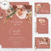 Boho Peach & Rust Floral Rust Wedding