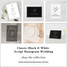 Classic Black & White Script Monogram Wedding