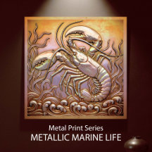 Copper Metallic Marine Life Metal Print Series