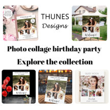 Birthday party photo collage white