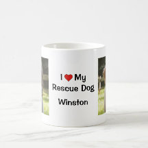 I Love my Rescue Dog   Name and Photo Coffee Mug 